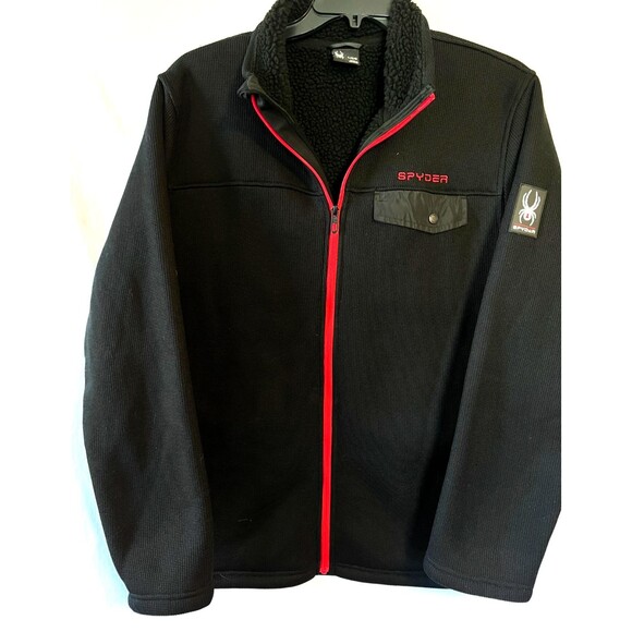 Spyder Other - SPYDER Stellar Black Red Sherpa Lined Heavy Men's Jacket LARGE NWOT